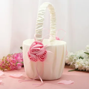 

Beautiful Flower Basket in Satin With Pink Color Flowers