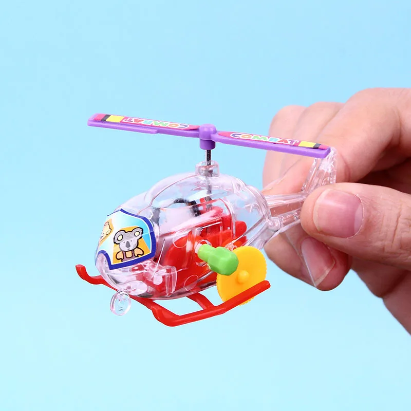 New winded transparent small aircraft / plastic helicopter / sliding band propeller rotatable toy