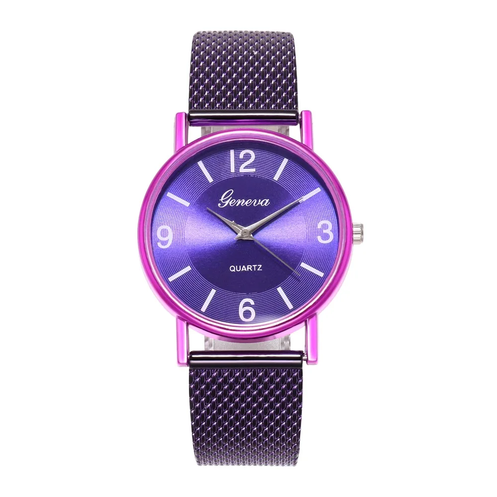 Женские часы браслет известной марки часы простые из нержавеющей стали для женщин нарядные кварцевые часы Горячая Bayan Kol Saati - Цвет: Фиолетовый