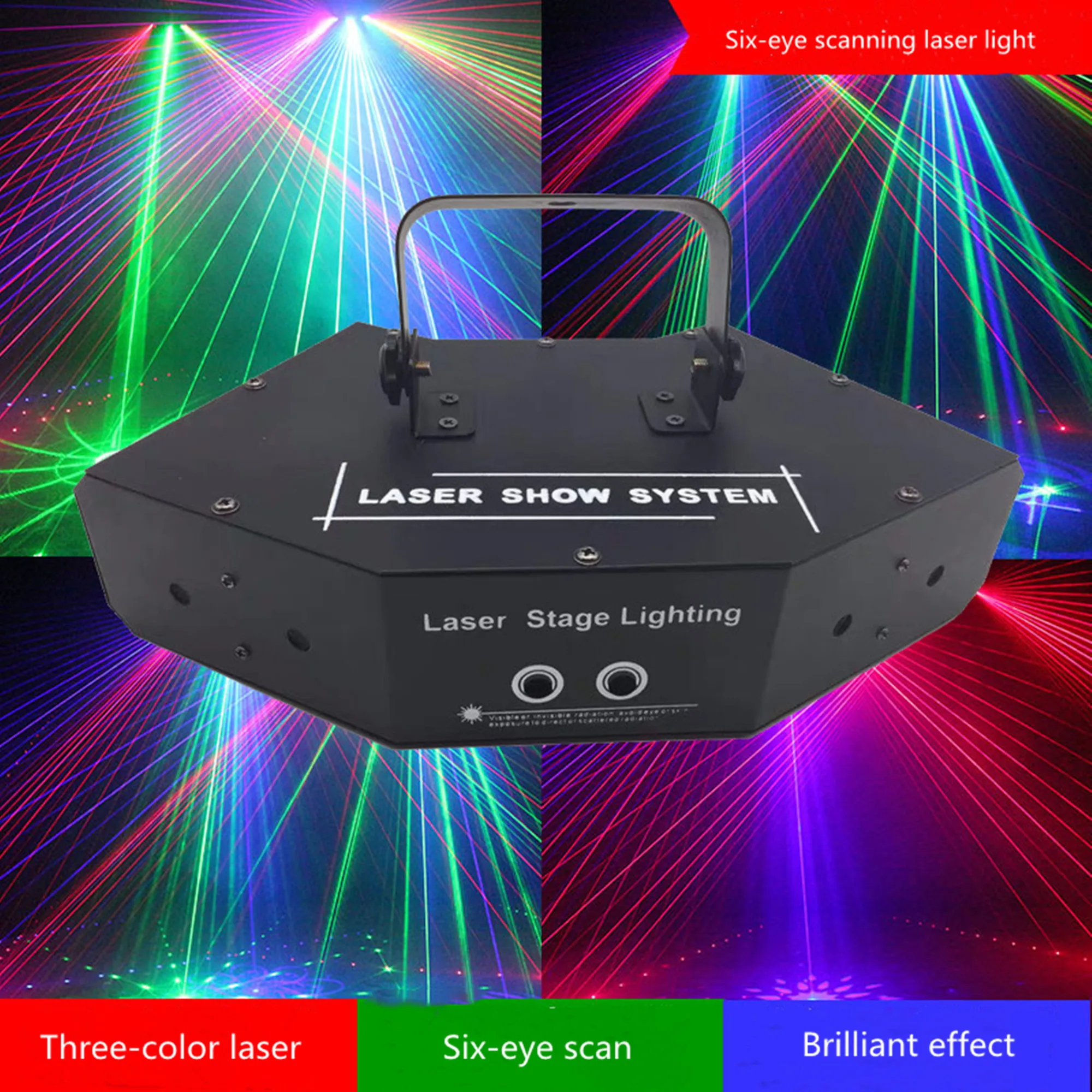 DMX 512 веерообразная шесть глаз сканирования RGB лазерный светильник для DJ диско