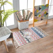 60X90 см богемный ручной тканый хлопок лен растение печать окрашенный декоративный коврик ковры для гостиной dieren vloerkleed 30S13