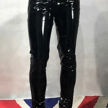 Pantalon de moto en cuir Pu pour hommes, Slim, mode Hip Hop Punk, Slim Fit, vêtements de scène peuvent être personnalisés