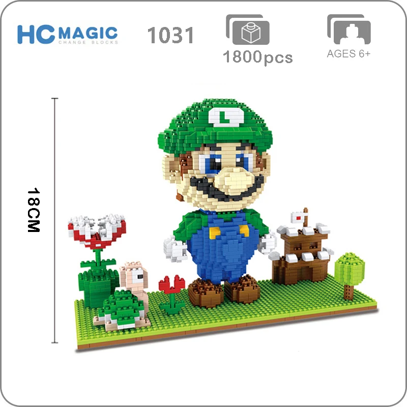 

HC 3454 Game Super Mario Luigi Castle Goomba 3D Model DIY Micro Diamond Mini Building Small Blocks Bricks Assembly Toy no Box