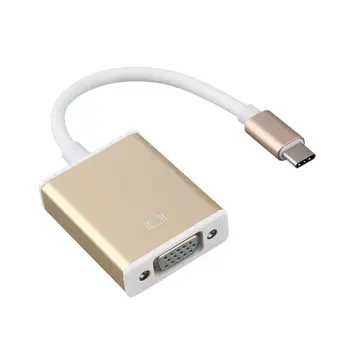 

TYPE C USB3.1 to VGA Adapter USB-C to VGA Connector Golden Digital Hub With Aluminium Case Plug Convient For Notebook PC Laptop