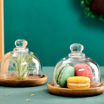 

Mini dessert dish Japanese dessert display plate cup cake Hotel solid wood glass tray