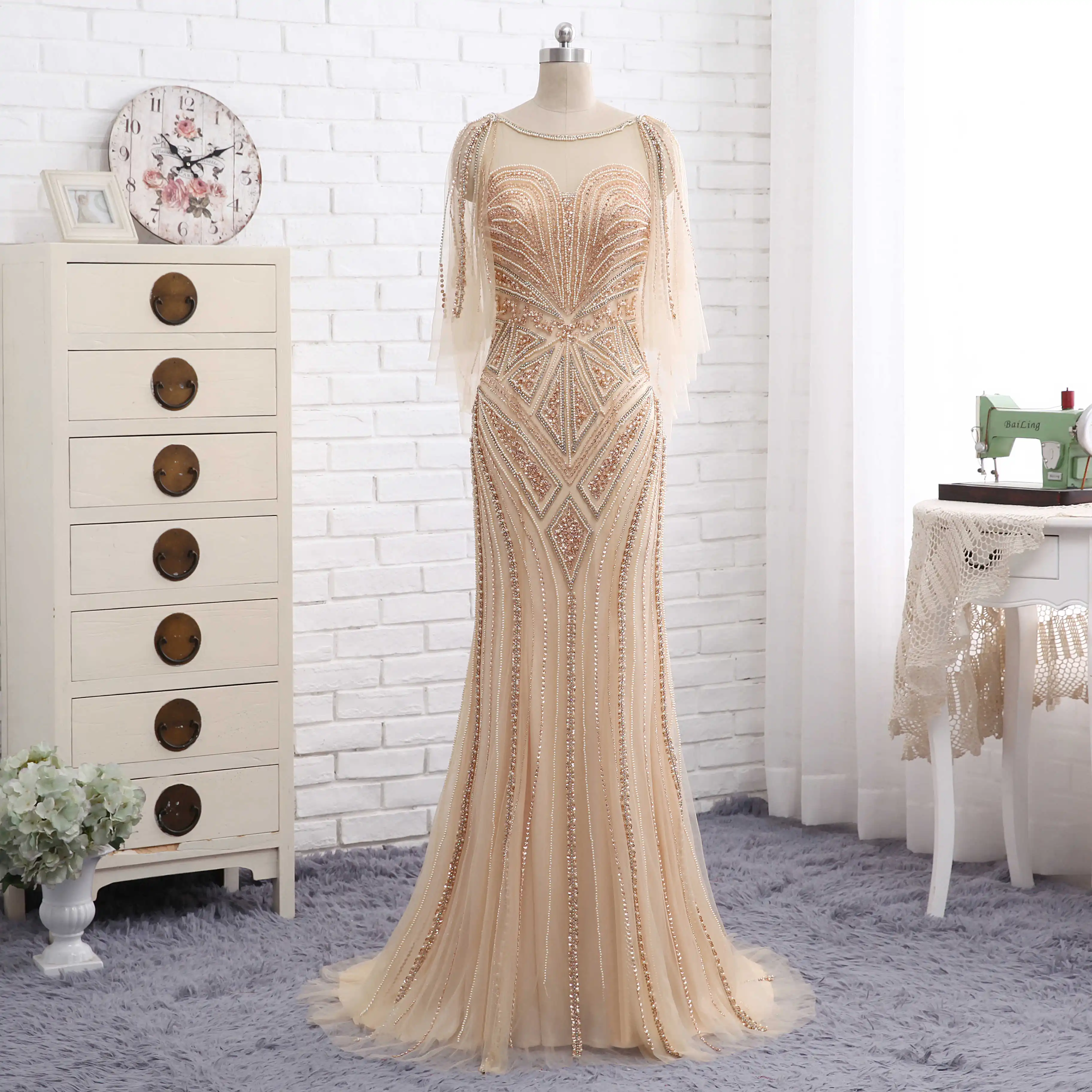 

Vestidos de Fiesta Largos Elegantes de Gala Mermaid Prom Dresses 2020 Crystal Beading Formal Evening Gowns Long Party Dress