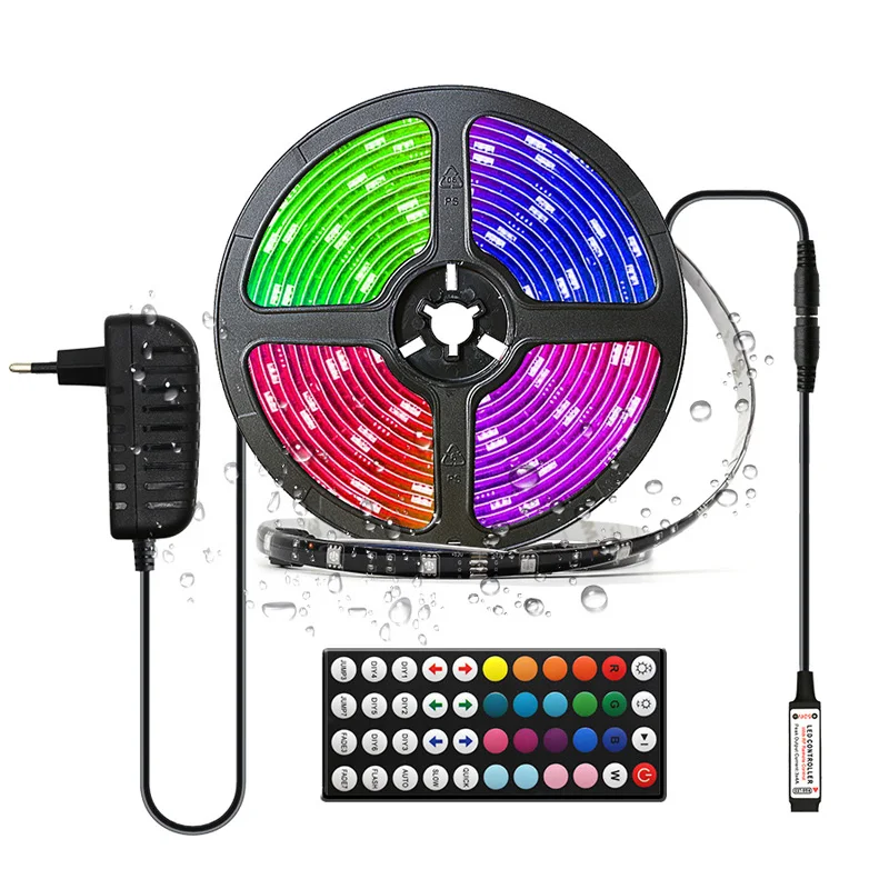 

LED Light Strip 5050RGB Colorful Color Changing Light Strip Set RF44 Key 5 Meters 30 Lights Waterproof For Holiday Decoration