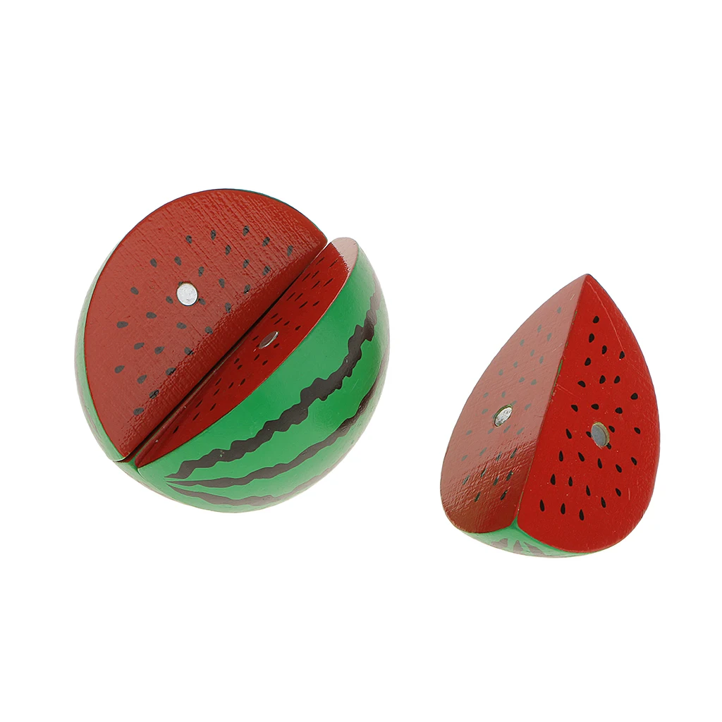 Wooden Magnet Connected Fruits/Vegetables Kid Kitchen Cutting Pretend Play Toys