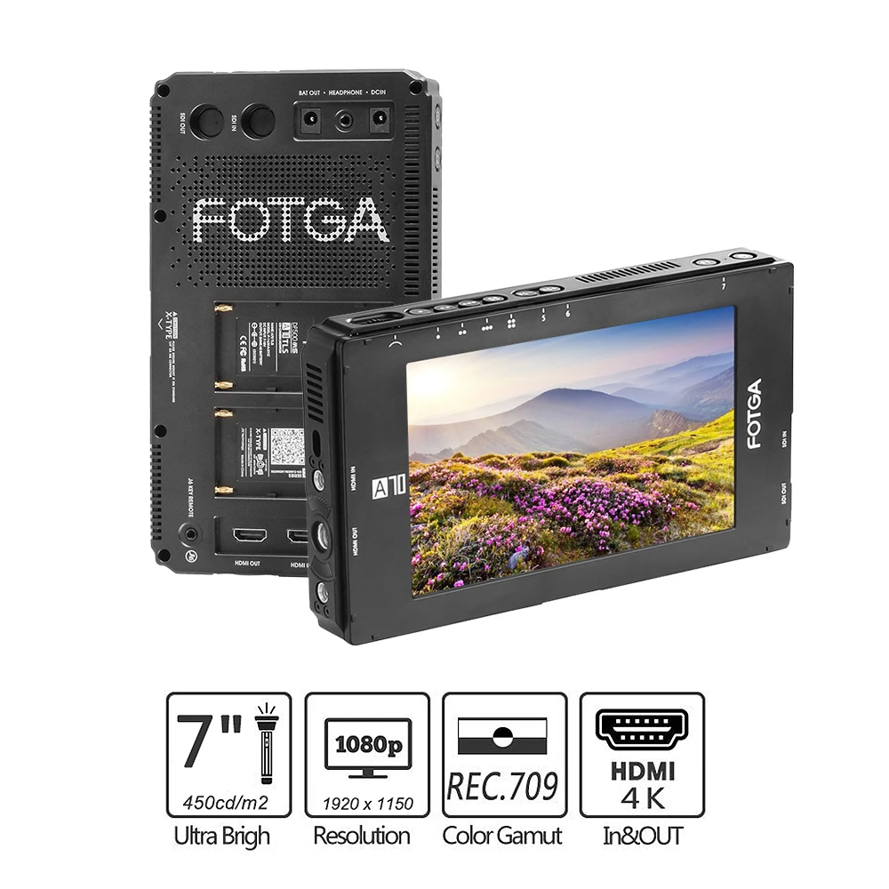 FOTGA A70/A70T/A70TL/A70TLS " FHD видео накамерный полевой монитор ips SDI 4K HDMI 3D LUT двойная NP-F Батарейная пластина для A7S II GH5 - Цвет: A70T