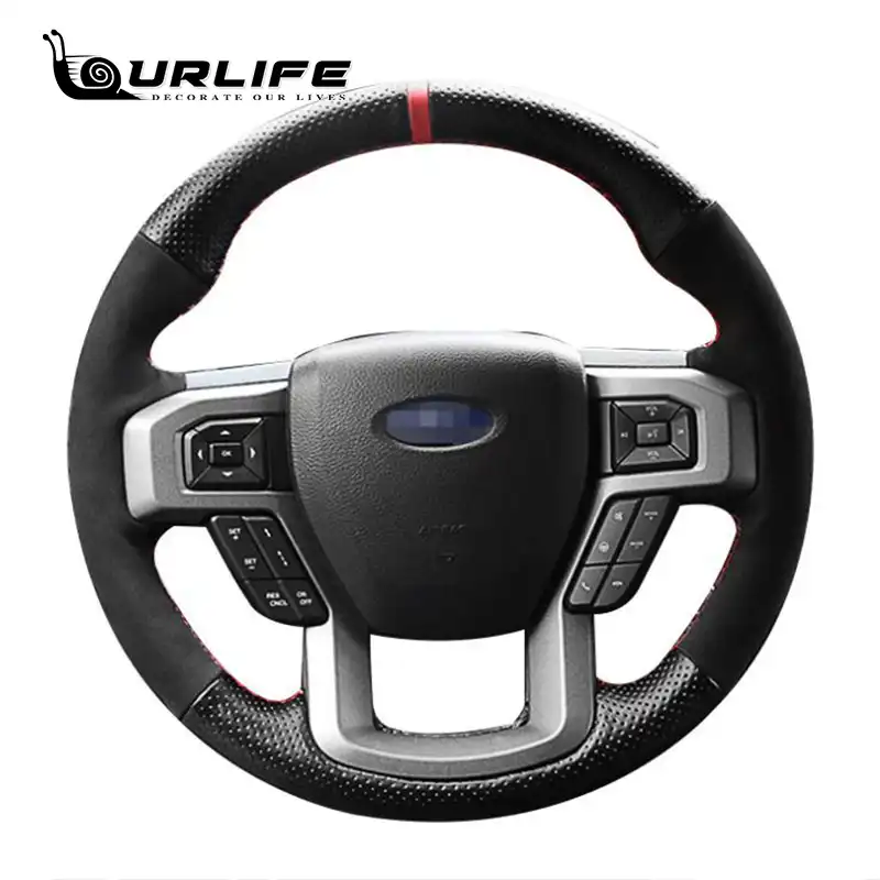 Diy Car Steering Wheel Cover Black Suede Leather For Ford F 150 F150 King Ranch Lariat Platinum Xl Xlt 2015 2016 2017 Volant Steering Covers Aliexpress