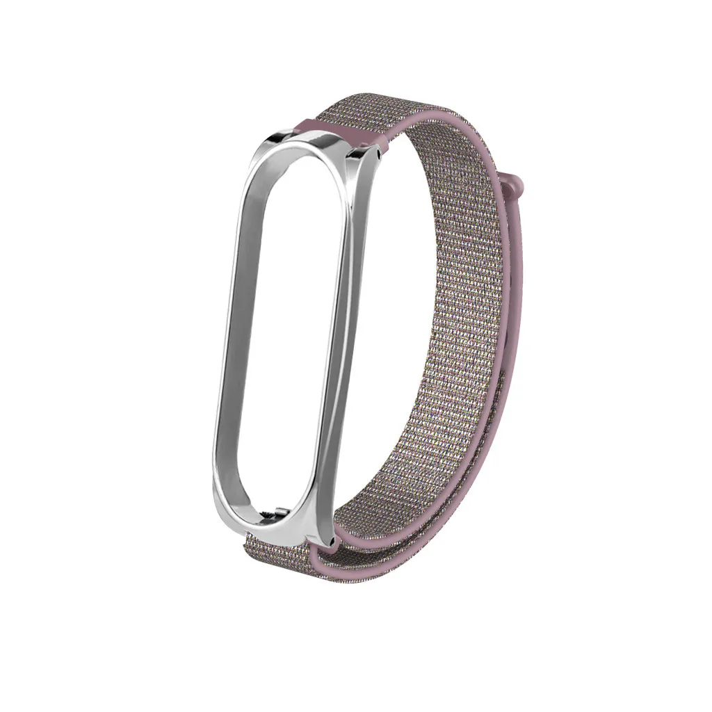 Сменный ремешок с петлей назад нейлоновый спортивный браслет карта браслет для Xiaomi MI Band 4 браслет#10 - Цвет: Розовый