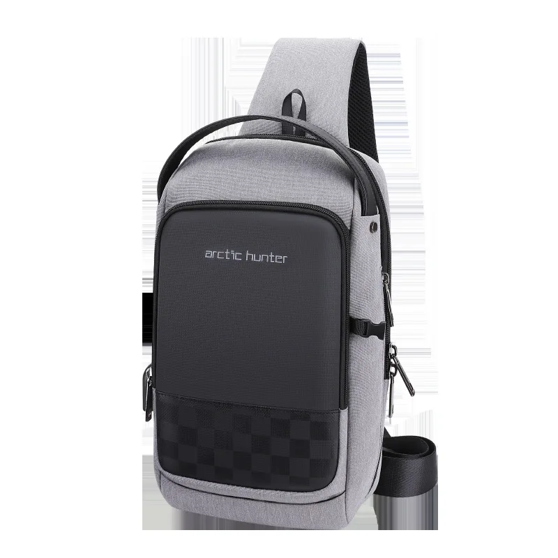 ARCTIC HUNTER USB Водонепроницаемая Мужская нагрудная сумка, мужская сумка-мессенджер для отдыха, сумка на плечо для подростков, дорожная сумка через плечо - Цвет: Серый