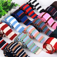 Официальный Мужской классический вязаный галстук в полоску, красный, синий, черный, в горошек, модный вязаный, ручной работы, узкие галстуки, обтягивающий галстук, Прямая