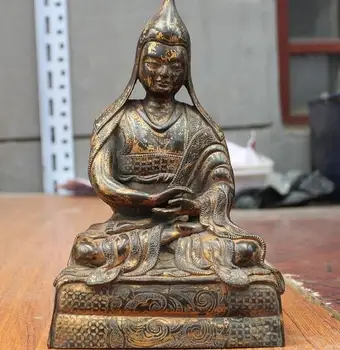 

14 CM Tibet Tibetan Bronze Gilt Buddhism Panchen Erdeni Guru Buddha Statue