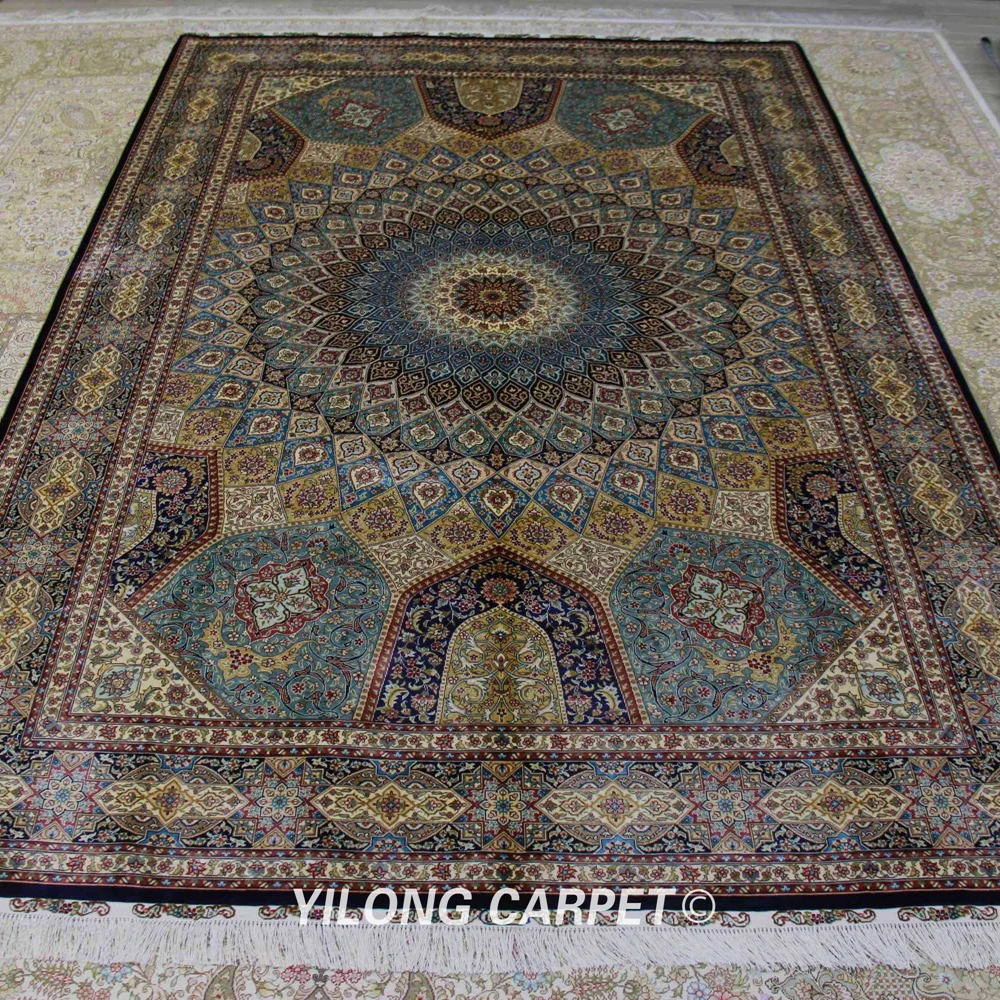 Yilong 6'x9' Vintage Handmade Silk Carpet Oriental Turkish Medallion Home Area Rugs 