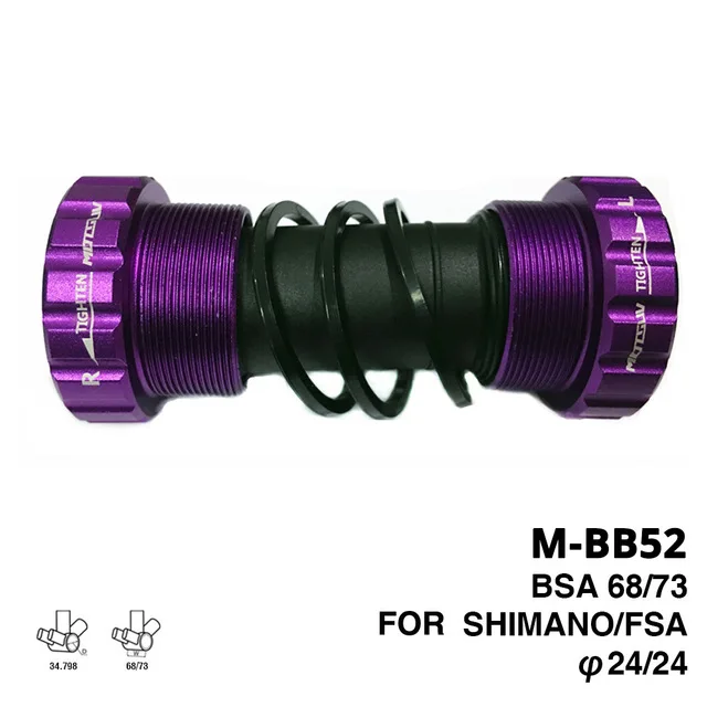 Purple MOTSUV каретка 68/73 мм велосипедная ось горного велосипеда дорожный Велоспорт каретка Водонепроницаемый ЧПУ Алюминий сплав BB кривошипно оси Запчасти - Цвет: Purple