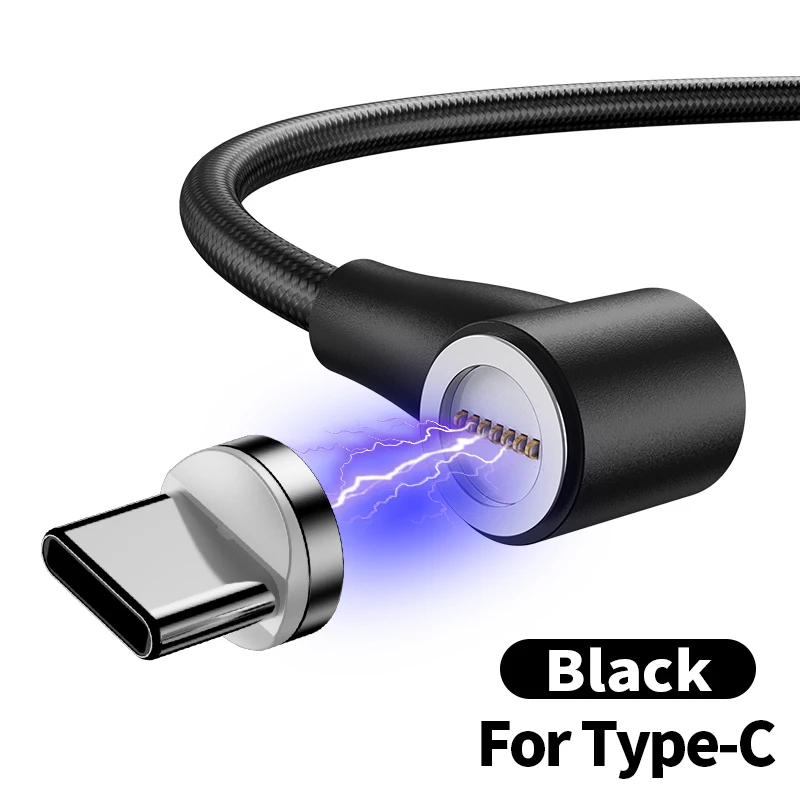 2 м Магнитный кабель Micro usb type C адаптер зарядное устройство Быстрая зарядка для iPhone11 Pro XS Max Xiaomi зарядка магнит Android телефон шнур - Цвет: Black For Type C