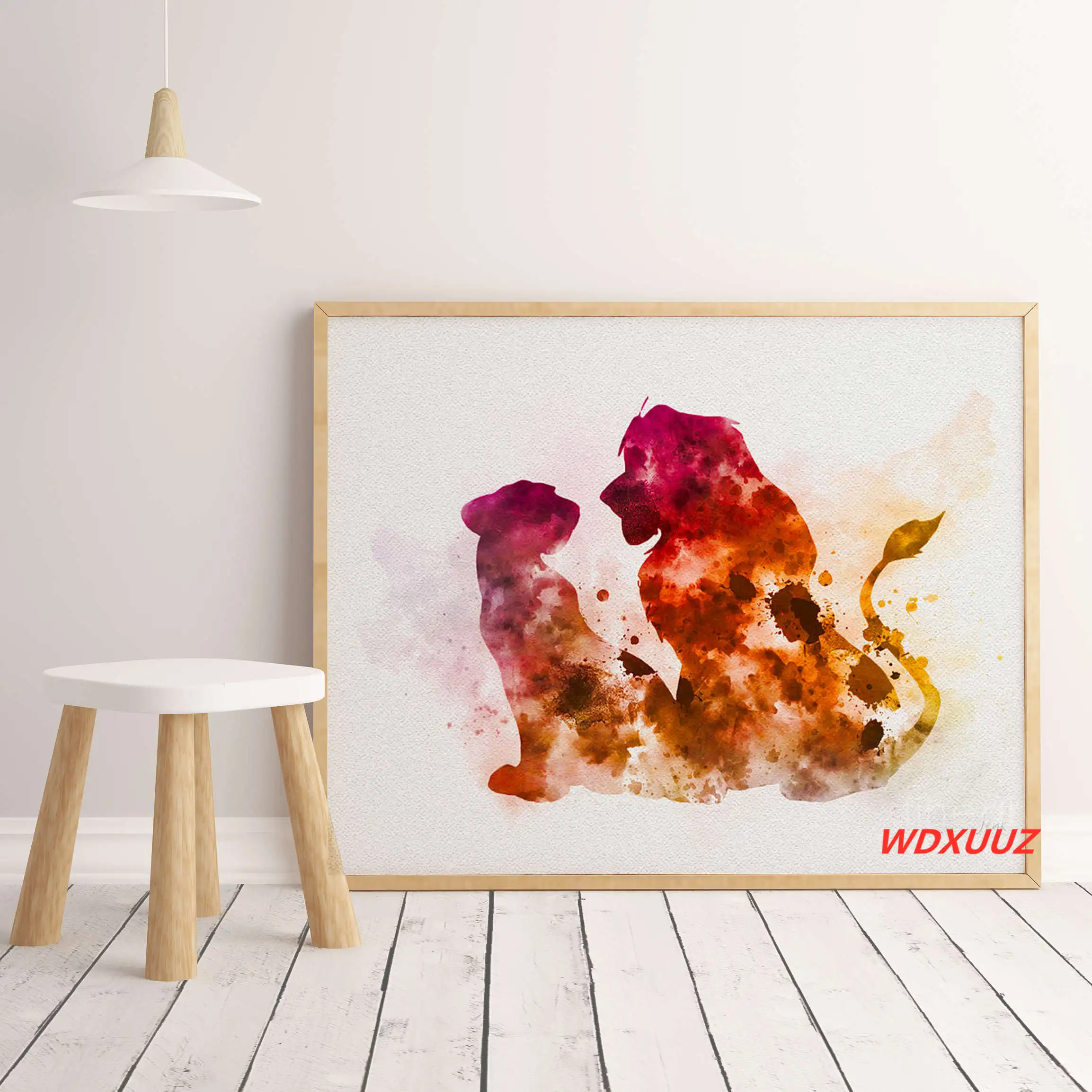 15 Популярное аниме фильм король лев семья украшения акварельный плакат высокое качество холст живопись Домашний Декор без рамки o800 - Цвет: 15