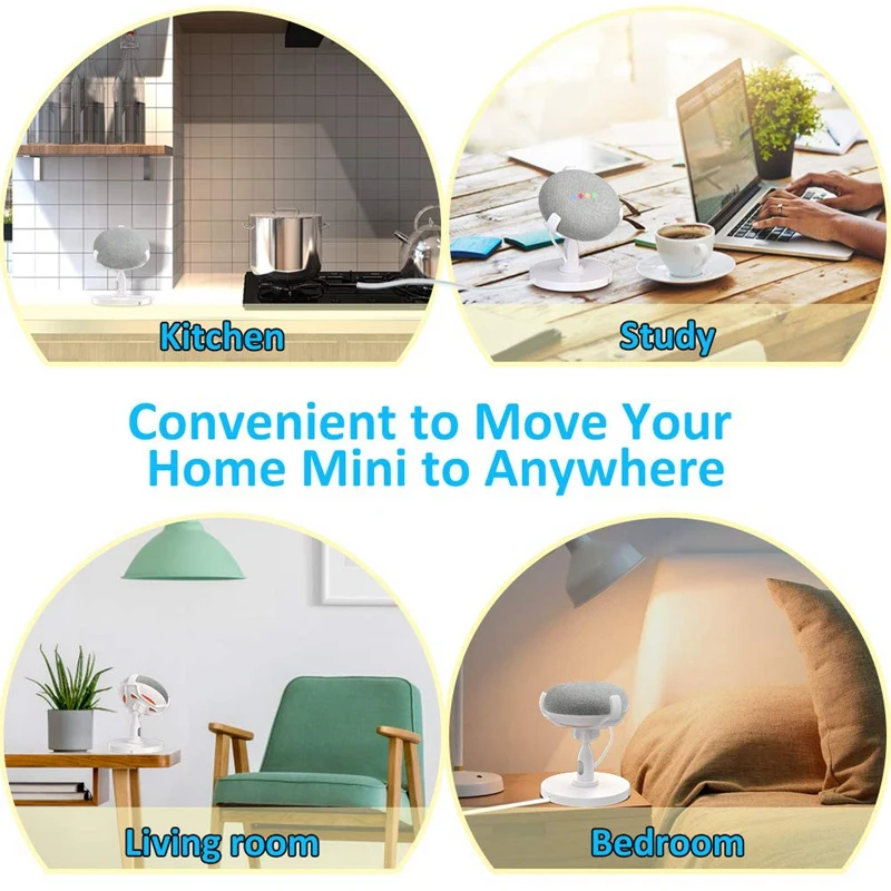  Table Holder for Google Home Mini Voice Assistants 360 degree Rotated Desktop Stand Mount - Improve