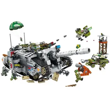 

Self-propelled artillery Tank Model Building Blocks WW2 Military Airborne troops Weapon Educational Bricks Toys For Children