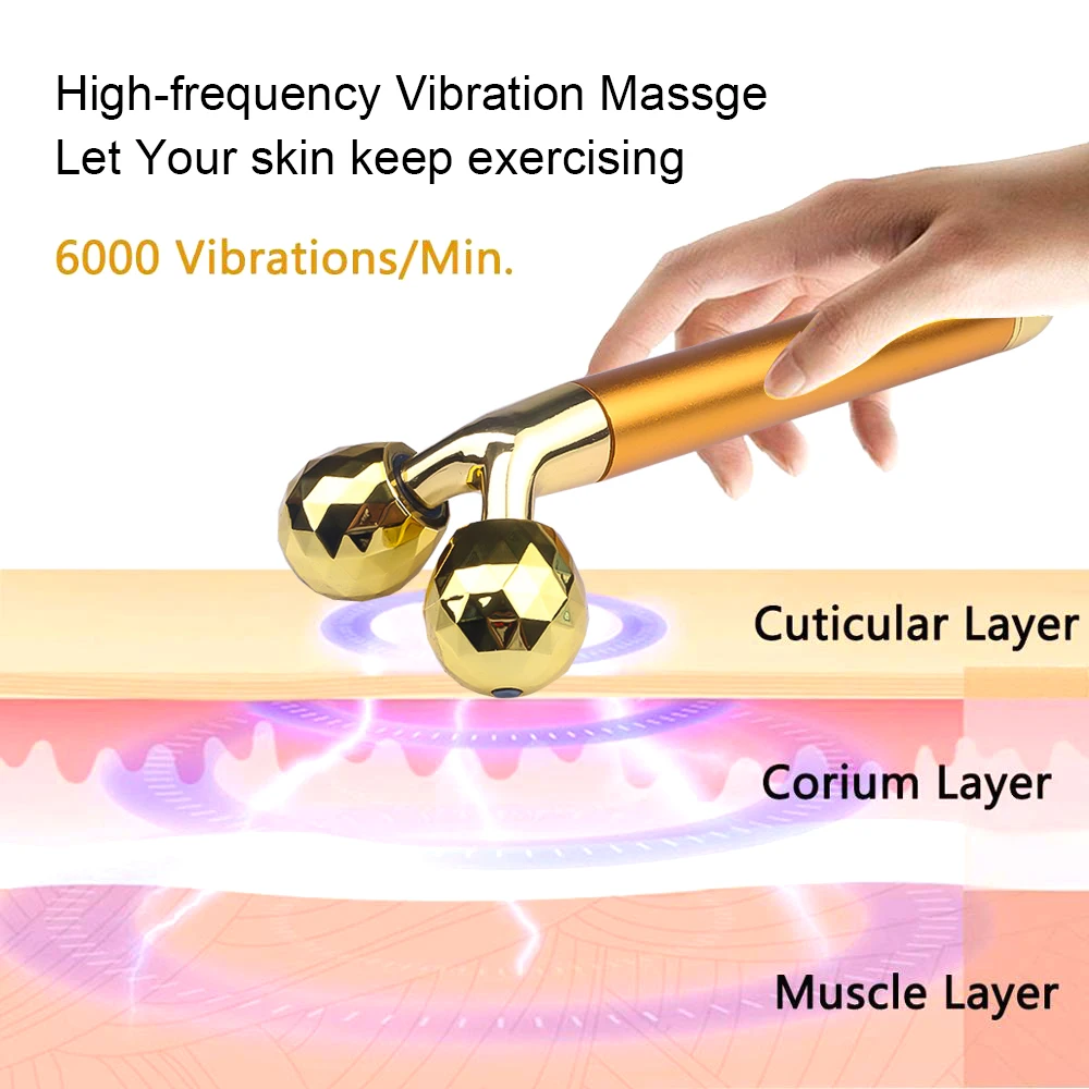 

Y Shape 3D Slimming Face Roller 24k Gold Vibration Facial Beauty Roller Massager Stick Lift Skin Tightening Wrinkle Bar