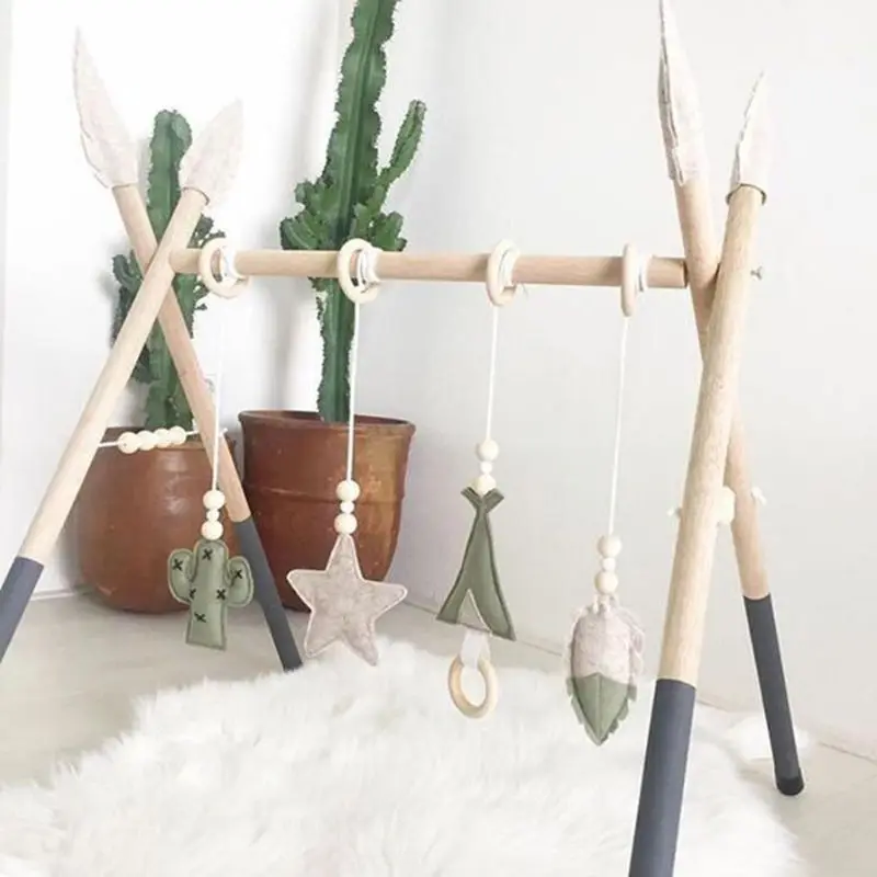 Nórdico dos Desenhos Animados do Bebê de Madeira Decoração do Quarto Brinquedos com Ornamentos Estilo Maciça Crianças Ftness Rack Pingente Roupas Infantis Quadro 8 Estilo nórdico dos desenhos animados do bebê
