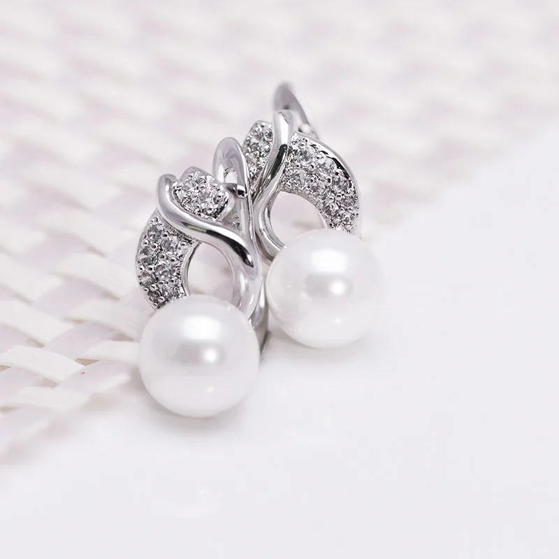 MxGxFam, гладкие белые круглые жемчужные серьги-кольца для женщин и девушек, белое золото, высокое качество