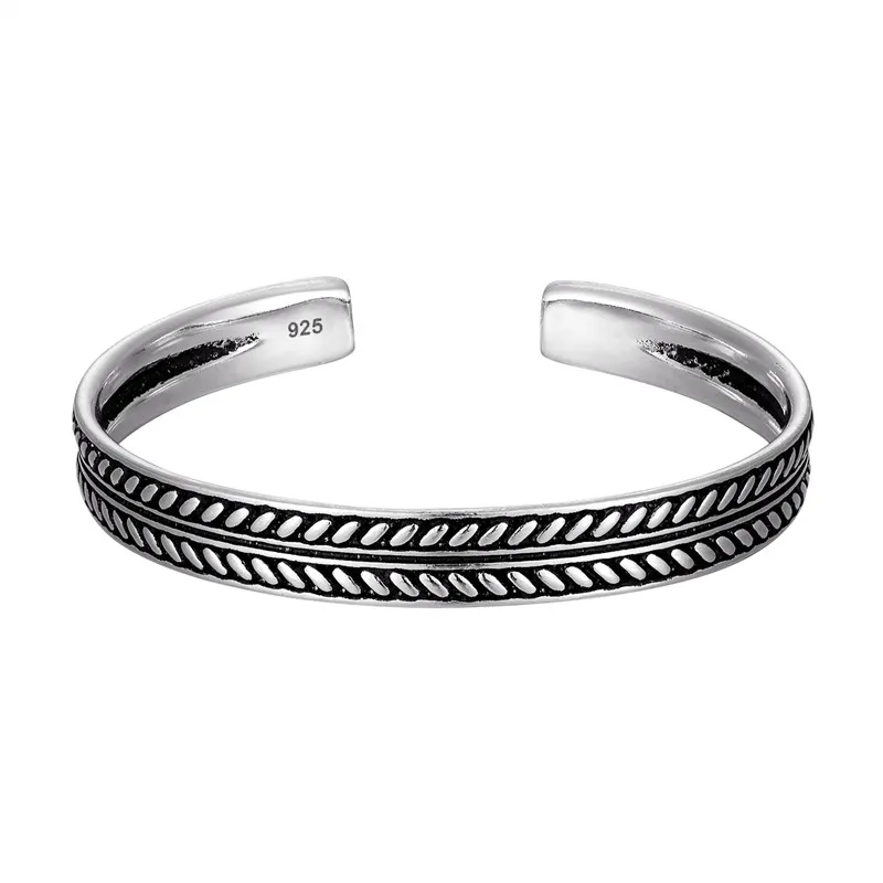 Vintage Silver Color Fish Pattern Open Bracelet Bangle Hand Beat Irregular Bracelet For Women Men Jewelry