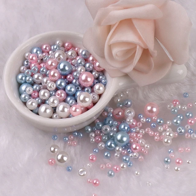 150-200Pcs Colorful ABS Imitation Pearls Mix 3-8mm Round Beads With Holes DIY Bracelet Charms Necklace Beads For Jewelry Making 2131 Mix Pink Blue