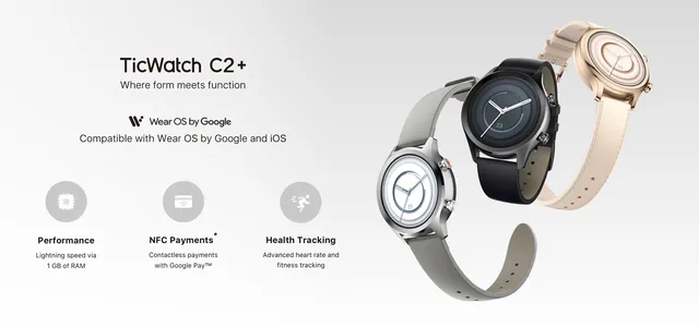 TicWatch C2 Plus Wear OS Smartwatch 1GB RAM GPS integrato Fitness Tracking  IP68 orologio impermeabile NFC Google Pay orologio da donna