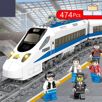 

KAZI city train series plug-in train building blocks lepining electric track harmony assembled high-speed railway boy toys Gifts