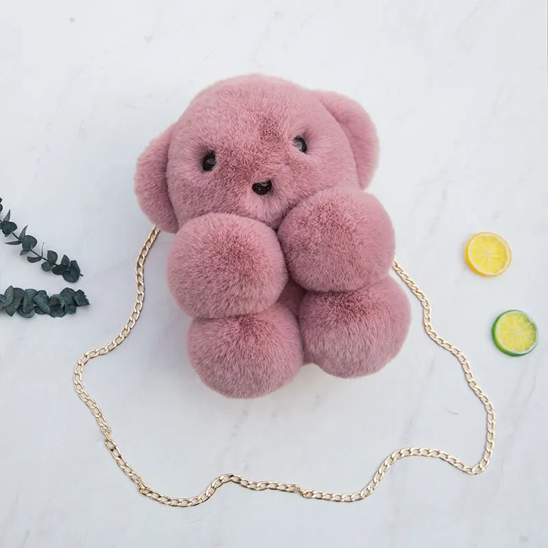 Горячая Новинка kawaii плюшевый рюкзак милый медведь плюшевый рюкзак сумка через плечо детский рюкзак зимний плюшевый Кошелек детский подарок - Цвет: pink 02