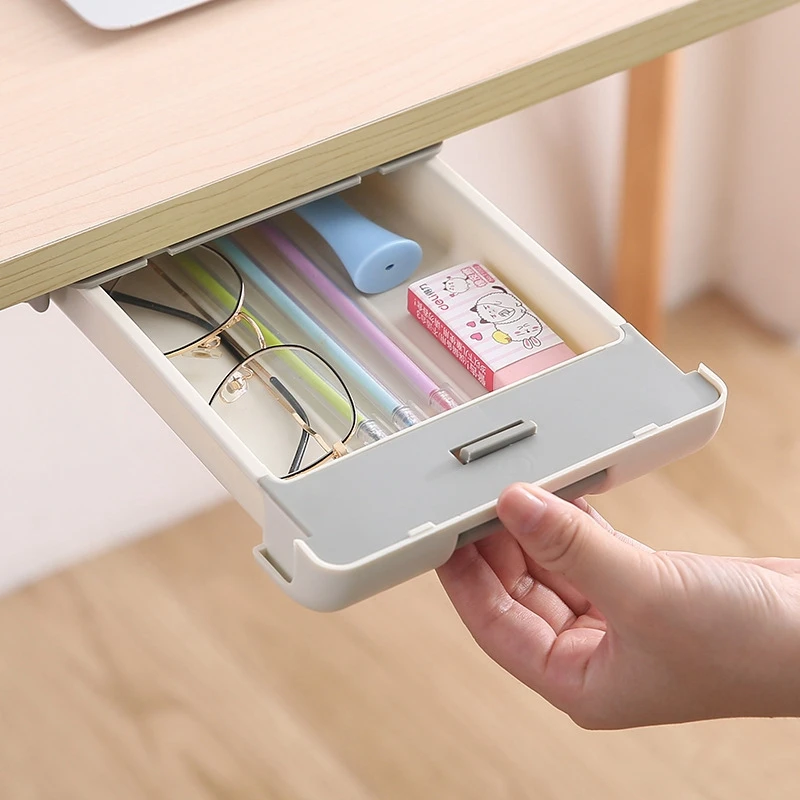 

Hidden Storage Box, Big Size Organizer, Seal Case, Table Under Desk Drawer, Wall-Mounted, Punch-Free, Office Stationery