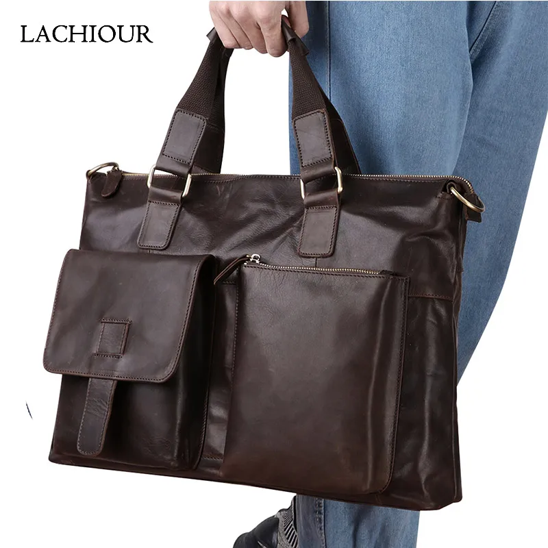 17 inch Laptop Bag Men Genuine Leather Handbags Large Real Messenger Shoulder Business Travel A4 Office |