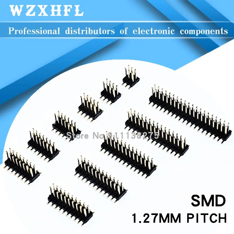 10pcs 1.27mm Strip Double Row Male Pin Header Connector 1.27 Smd Smt