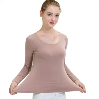 

High Elastic Thermal Underwear Round Neck Seamless Thermal Shirt Long Sleeves Keep Warm Smooth tmall thermal top women Underwear