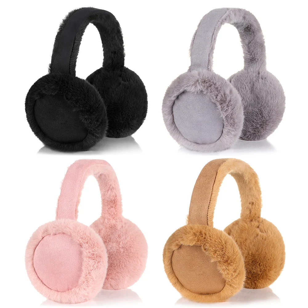 Женские зимние теплые пушистые наушники однотонные Мягкие плюшевые сохраняющие