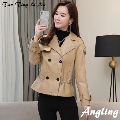 Tao Ting Li Na Women Spring Genuine Real Sheep Leather Jacket R45