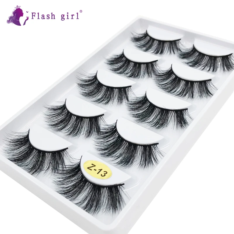 

Flash Girl Natural Long Flase Eyelashes 5 Pairs Mink Lashes Best Selling Eye Makeup Tools Handmade Full Strip Eyelashes