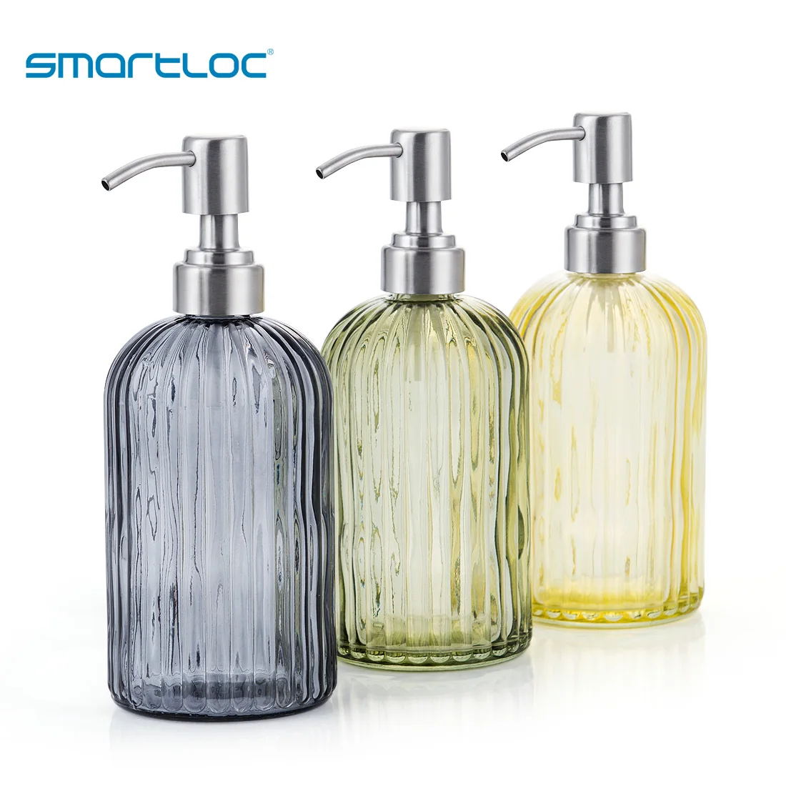 Smartloc 600ml Glass Hand liquid Soap Dispenser Pump Shampoo Bottle Shower Gel Storage Box Kitchen Sink Bathroom Accessories Set