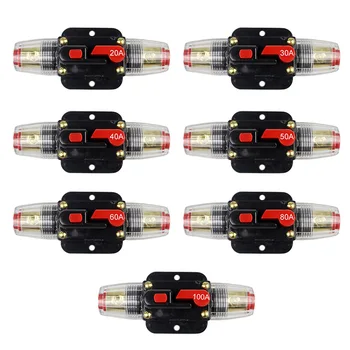 

12V Car Truck Audio Resettable Fuse Circuit Breaker Audio Amplifier Overload Protection Fuse Holder DC 20A-100A