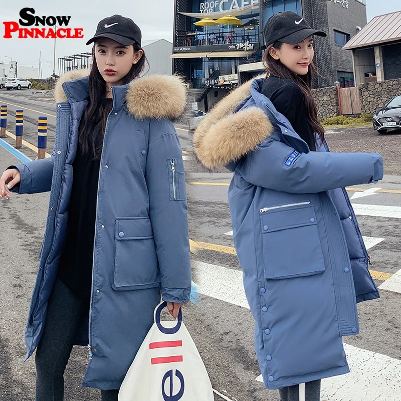 25 градусов, зимняя куртка X-long parkas, пальто для женщин, утолщенная, теплая, большой меховой воротник, куртка, пальто, повседневная женская зимняя верхняя одежда из синтепона, парки