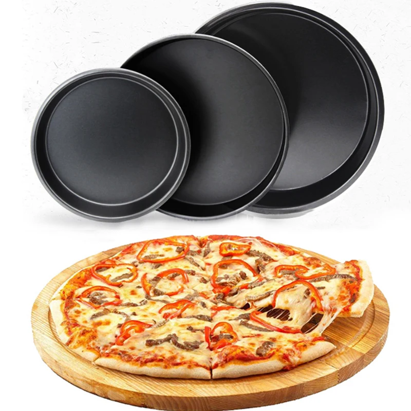 Round Pizza Plate Pizza Pan Deep Dish Tray Carbon Steel Non-stick Mold Baking Tool Baking Mould Pan Pattern 6/8/10 inch