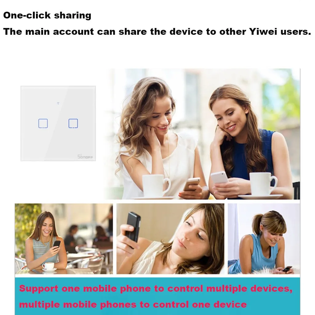 Sonoff T1 US/EU 1C 1,2, 3 банды Wi-Fi панель дистанционного настенного приложения контрольный светильник переключатель времени