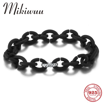 

Hip hop style Jewelry You were born to be Letter Bead Silver Beads Black Hard Rubber Handmade Bracelet For women Men Gift