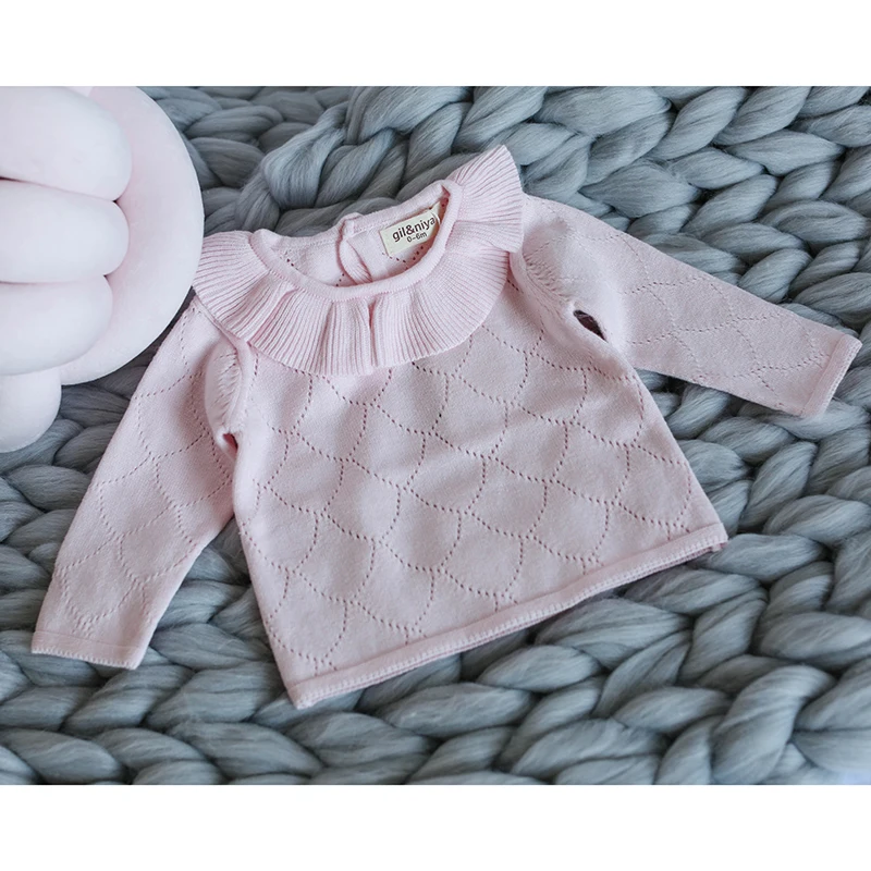 Pink Sweaters Детские свитера; пуловер для девочек; трикотажное пальто; весенние свитера для малышей; одежда с вязаным узором; повседневные топы с длинными рукавами для малышей - Цвет: Pink Sweaters
