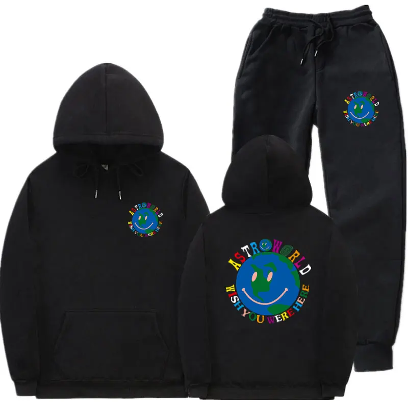Новая мода Трэвиса Скотта ASTROWORLD толстовки и брюки костюм хип-хоп Уличная Мужская и Женская Толстовка костюм для бега