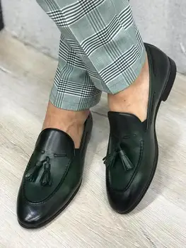 

Men's Loafers Shoes Pu Leather Shoes Slip-on Fringe Spring Autumn Shoes Low Heel Soft Shoes Men's Driving Fashion Shoes Tv891