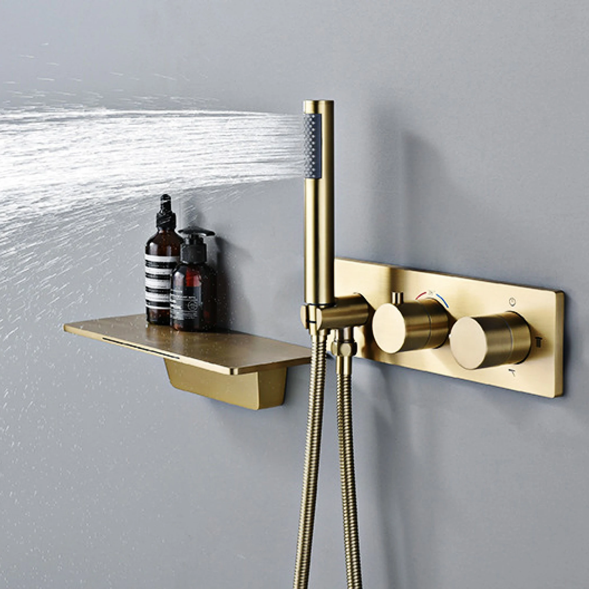 Black Shower Set bathroom constant temperature shower concealed ceiling waterfall faucet hidden into the wall ceiling shower 4