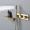 Black Shower Set bathroom constant temperature shower concealed ceiling waterfall faucet hidden into the wall ceiling shower 4